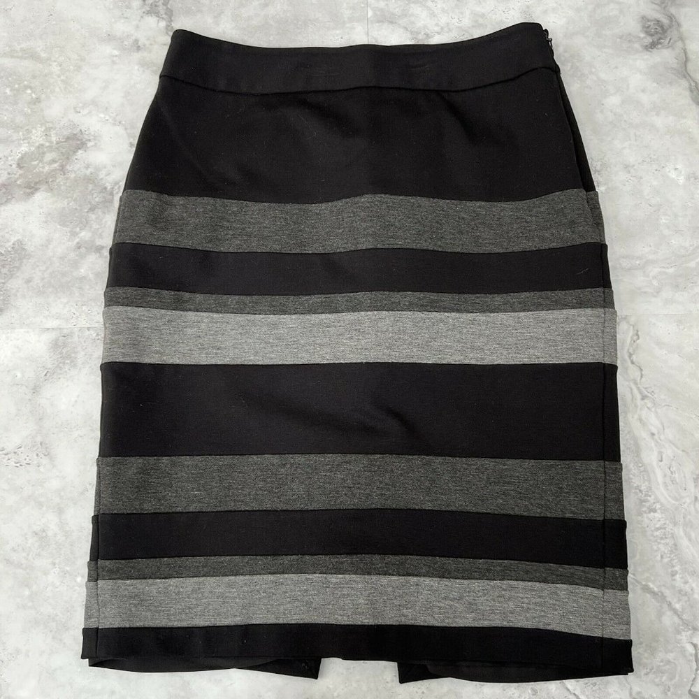 White House Black Market Pencil Skirt Womens Size 4 Gray Black Stripe